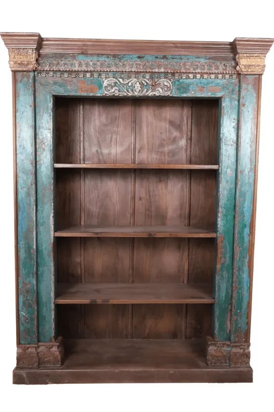 Oude Indiase Open Boekenkast / Winkelkast