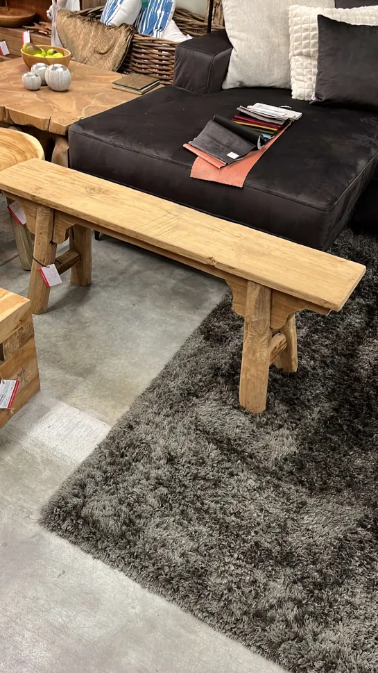 Oud teak houten bankje