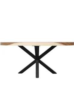 Ovale houten salontafel met metalen spinpoot
