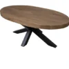 Ovale Teak Houten Salontafel met Zwarte Matrixpoot