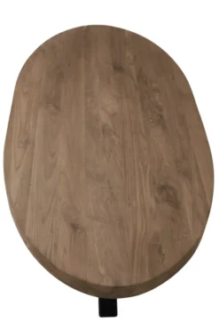 Ovale Teak Houten Salontafel met Zwarte Matrixpoot