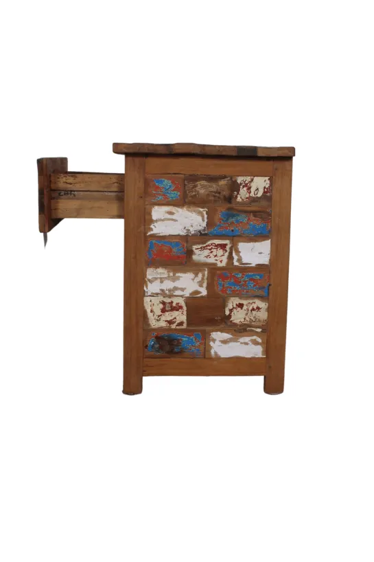 2 Retro botenhouten nachtkastjes