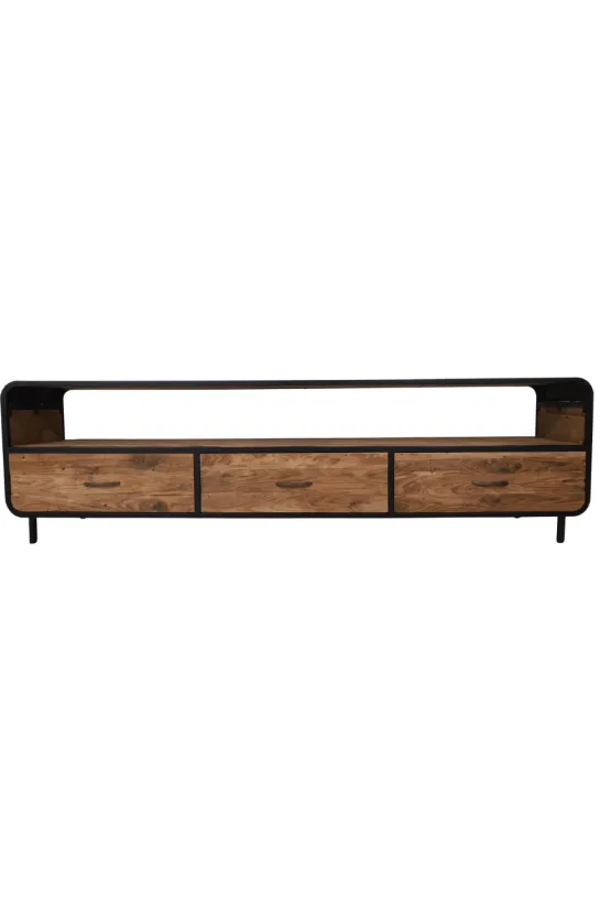 Retro Industrieel TV-meubel van Teak Hout met Metaal