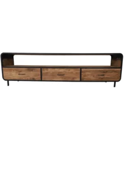Retro Industrieel TV-meubel van Teak Hout met Metaal