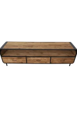 Retro Industrieel TV-meubel van Teak Hout met Metaal