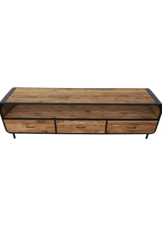Retro Industrieel TV-meubel van Teak Hout met Metaal
