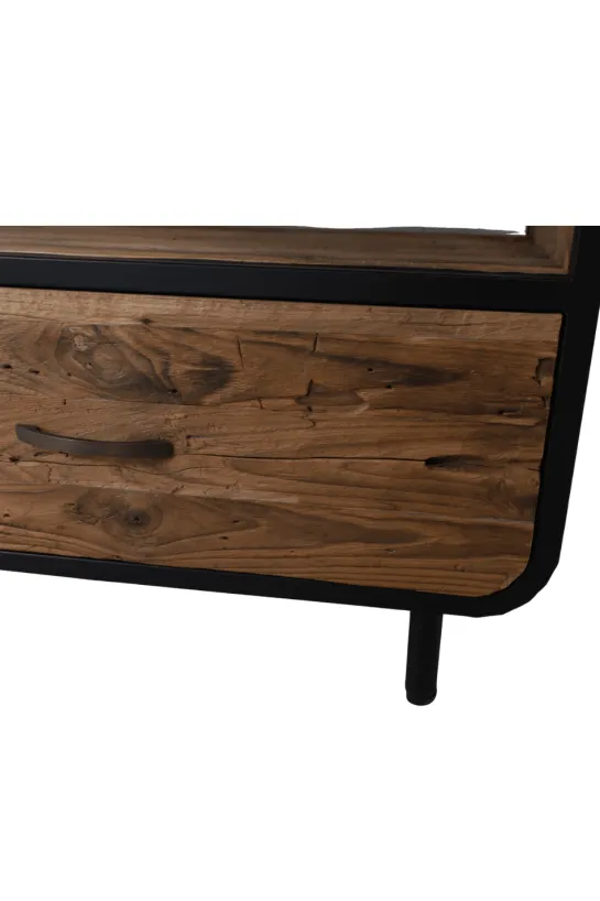 Retro Industrieel TV-meubel van Teak Hout met Metaal