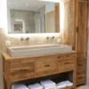 Robuust ruw teak badkamermeubel