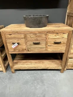 Robuust ruw teak badkamermeubel