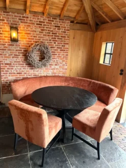 Ronde eetkamerbank met 2 stoelen