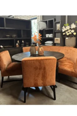 Ronde eetkamerbank met 2 stoelen