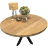 Ronde eettafel van gerecycled teak – Ø140 cm – metalen matrixpoot