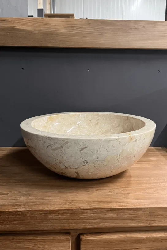 Ronde Marmeren Wasbak – Beige / Crème D 40 cm