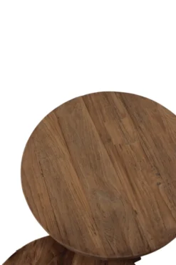 Ronde salontafel set teak met metaal