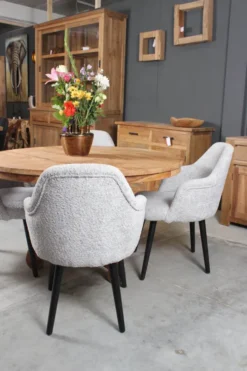 Ronde teak eettafel klassieke poot