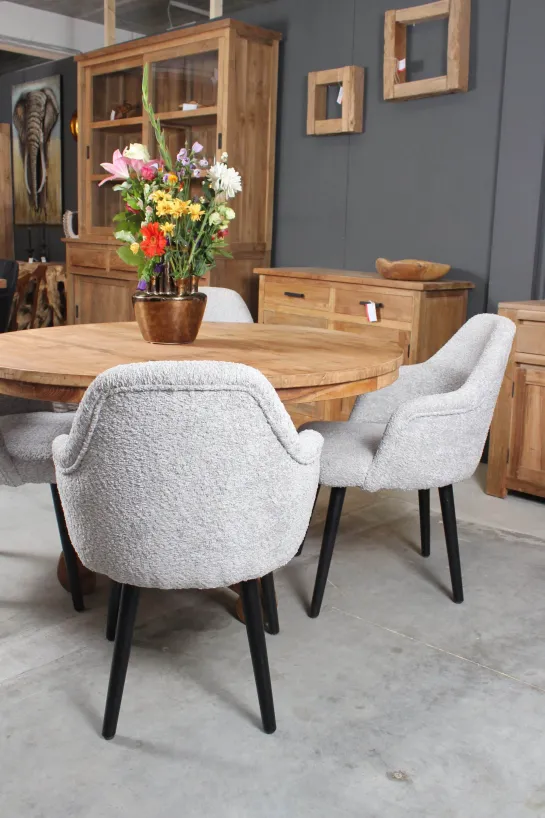Ronde teak eettafel klassieke poot