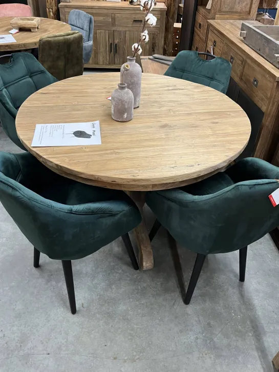Ronde teak eettafel klassieke poot