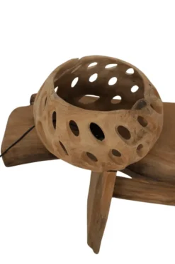 Ronde Teak Houten Tafellamp