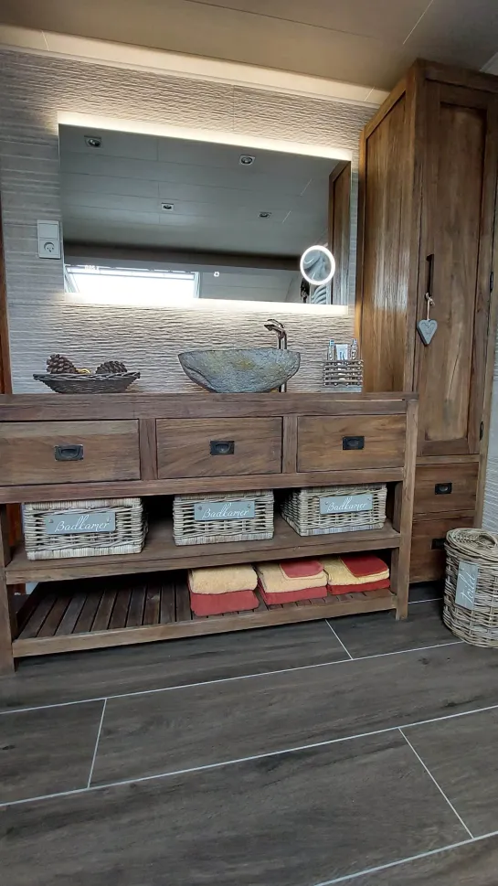 Rustiek teak badkamermeubel