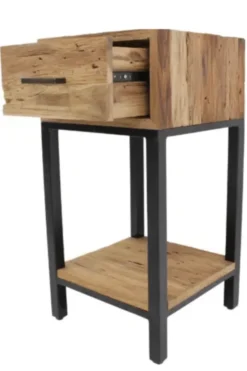 Ruw Teakhouten Nachtkastje / Bijzettafel 40x40x75 cm aanbieding laatste stuk