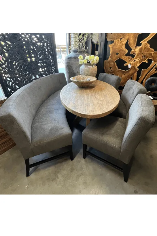 Set van 3 eetkamerstoelen + eetkamerbank ovaal