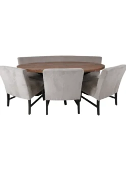 Set van 3 eetkamerstoelen + eetkamerbank ovaal