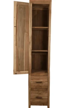 Stoere Ruwe Teakhouten Badkamerkast – 200 cm Hoog