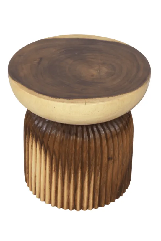 Suar Houten Bijzettafel met Ribbels