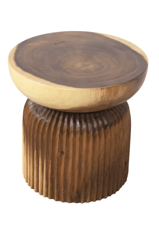 Suar Houten Bijzettafel met Ribbels