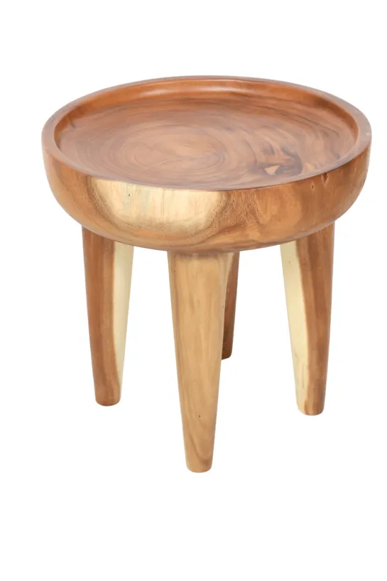 Suar Houten Bijzettafel – Rond met Opstaand Randje