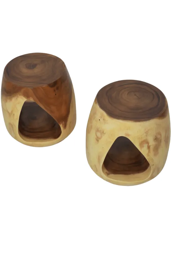 Suar Houten Krukje / Bijzettafel met Druppelvorm