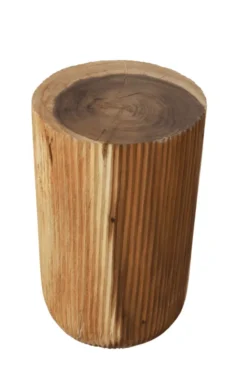 Suar houten rond ribbel krukje/ bijzettafeltje