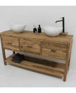 Super rustiek teak houten badkamermeubel 160 cm