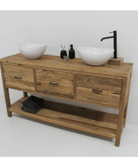 Super rustiek teak houten badkamermeubel 160 cm