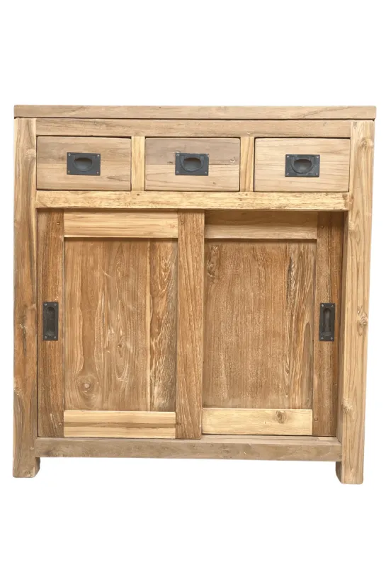Teakhouten badkamermeubel met schuifdeuren 80 cm