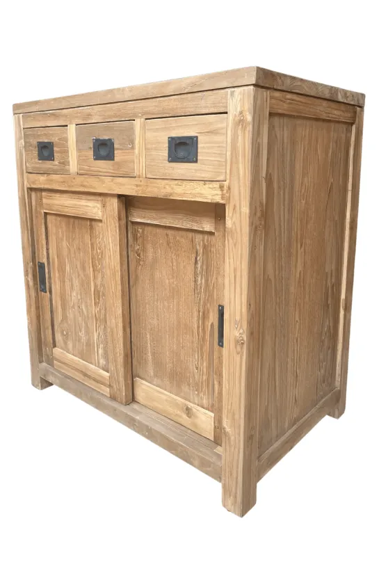 Teakhouten badkamermeubel met schuifdeuren 80 cm