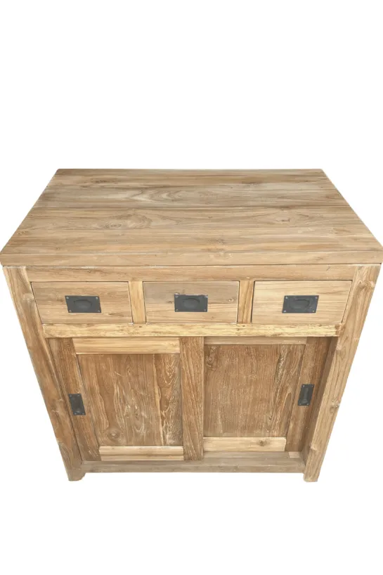 Teakhouten badkamermeubel met schuifdeuren 80 cm