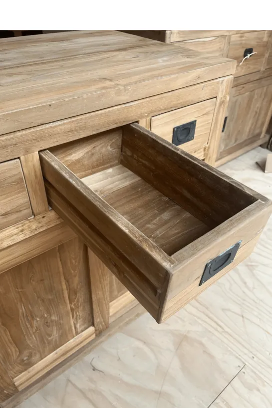 Teakhouten badkamermeubel met schuifdeuren 80 cm