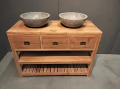 Teakhouten badkamermeubel met lades en planken
