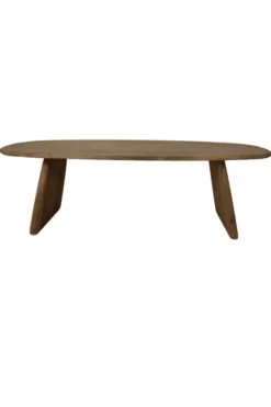 Teak houten bootvormige eettafel met houten poten – uniek exemplaar