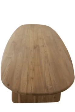 Teak houten bootvormige eettafel met houten poten – uniek exemplaar