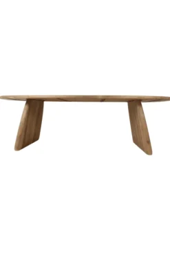 Teak houten bootvormige eettafel met houten poten – uniek exemplaar