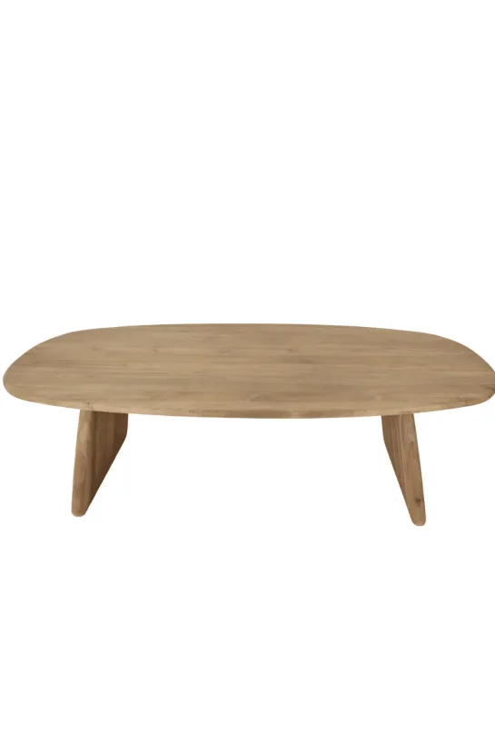 Teak houten bootvormige eettafel met houten poten – uniek exemplaar
