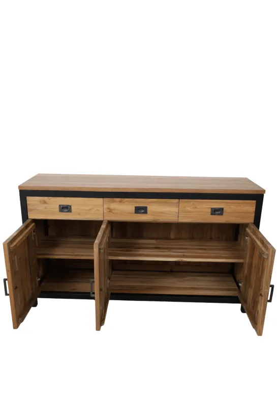 Teakhouten Dressoir met Metalen Details – 150 cm