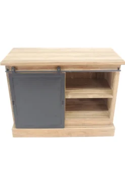 Teakhouten dressoir met metalen schuifdeur 120 cm
