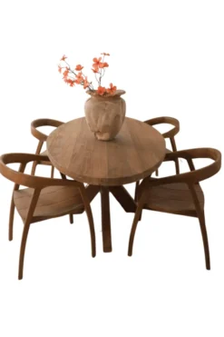 Teak houten eettafel 180 cm met houten poot