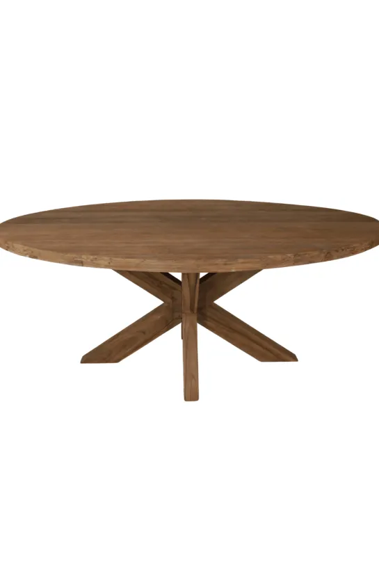 Teak houten eettafel 180 cm met houten poot
