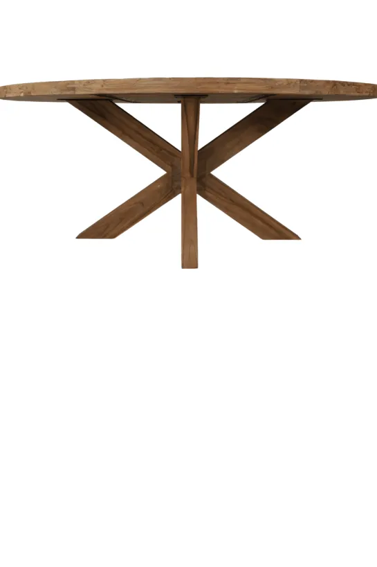 Teak houten eettafel 180 cm met houten poot