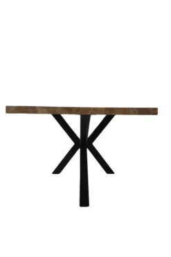 Teak houten eettafel 220 cm met zwart metalen matrixpoot