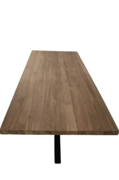 Teak houten eettafel 220 cm met zwart metalen matrixpoot